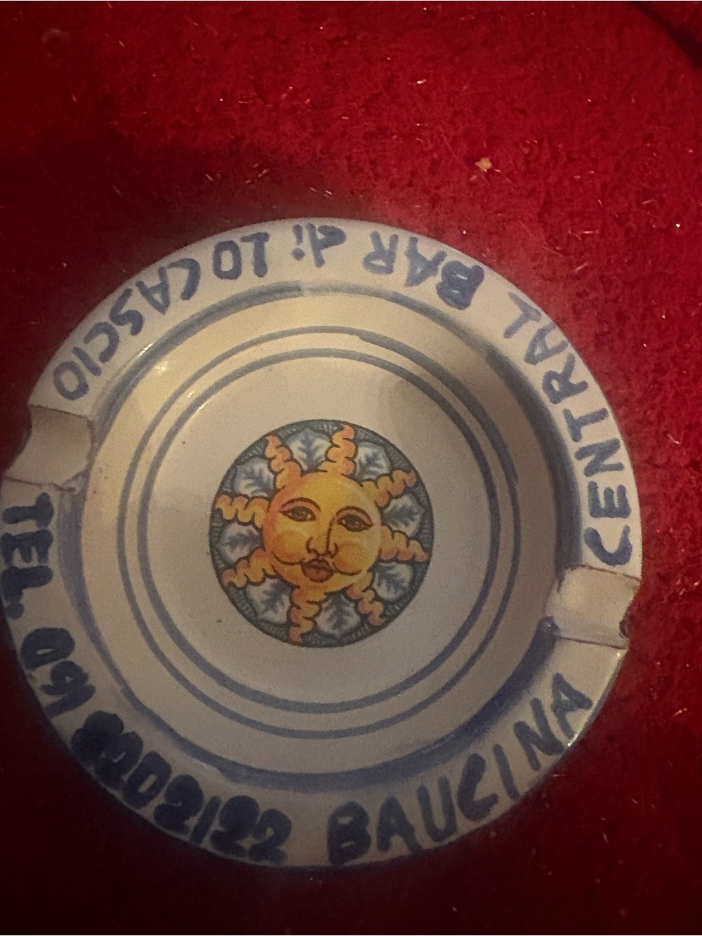 Casio Ceramic Ashtray with Yellow Sun and Blue Accents